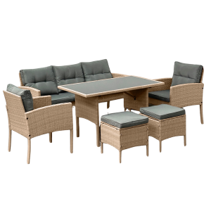 ZESTAW MEBLI OGRODOWYCH TECHNORATTAN MEBLE KOMPLET SOFA SFS078 NATURALNY