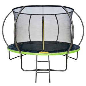 TRAMPOLINA OGRODOWA DLA DZIECI 244 cm DRABINKA SIATKA ZABEZPIECZAJĄCA 8FT