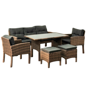 ZESTAW MEBLI OGRODOWYCH TECHNORATTAN MEBLE KOMPLET SOFA SFS078 JASNY BRĄZ