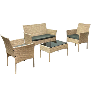 ZESTAW MEBLI OGRODOWYCH TECHNORATTAN SOFA STOLIK FOTELE SFS010 NATURALNY