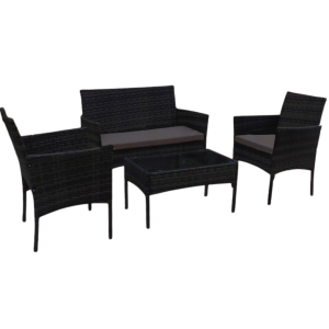 ZESTAW MEBLI OGRODOWYCH TECHNORATTAN SOFA STOLIK FOTELE SFS010 CZARNY