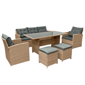 ZESTAW MEBLI OGRODOWYCH TECHNORATTAN MEBLE KOMPLET SOFA SFS020 NATURALNY
